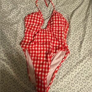 Red gingham bathing suit